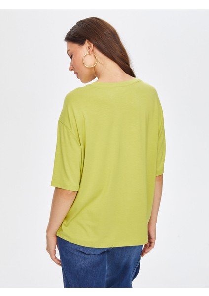 Trok Taş Aksesuarlı Yuvarlak Yaka Kısa Kol T-Shirt 69543 modelleri