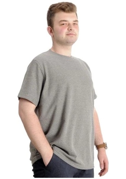 Büyük Beden Erkek T-Shirt Bisiklet Yaka Waffle 20033 Haki fiyatları