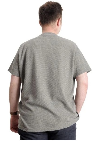 Büyük Beden Erkek T-Shirt Bisiklet Yaka Waffle 20033 Haki fırsatları