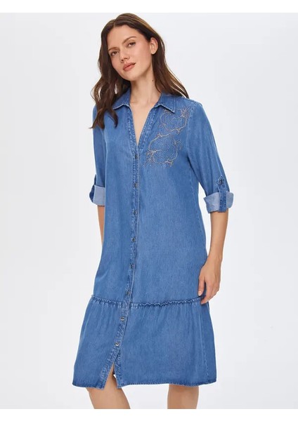 Zincir Nakışlı Liyoselli Jean Elbise 69340 fiyatları