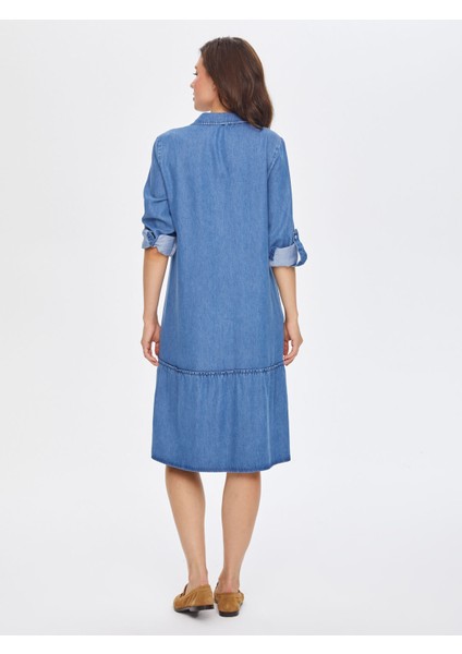 Zincir Nakışlı Liyoselli Jean Elbise 69340 modelleri