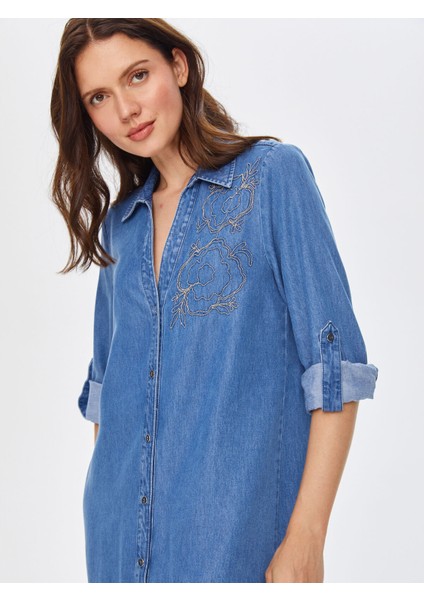 Zincir Nakışlı Liyoselli Jean Elbise 69340 fırsatları