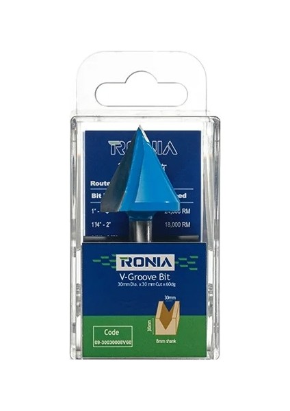 Ahşap Freze Bıçağı 09-30030008V60 Kavisli V-Yivli 60 Derece Freze Ucu Sap 8 mm