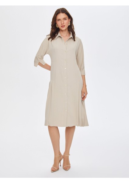 Pilise Detaylı Gömlek Elbise 69236