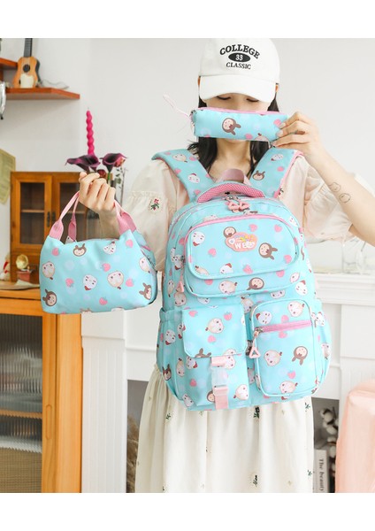 Okul Kız Okul Çantası Üç Parçalı Set Büyük Kapasiteli Sırt Çantası Yeşil (Yurt Dışından) fiyatları