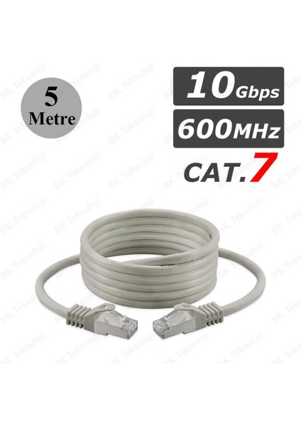 BK Teknoloji Yüksek Hızlı 10 Gpbs Fabrikasyon Cat7 RJ45 Ethernet Kablosu 5metre