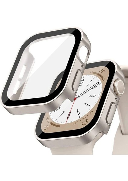 Apple Watch Seri 9-8-7 41MM Uyumlu Kavissiz Suya Dayanıklı Kasa Koruyucu Starlight