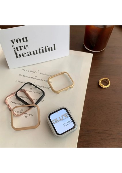 Apple Watch Seri 9-8-7 45MM Uyumlu Alüminyum Metal Kasa Koruyucu Gold indirimleri