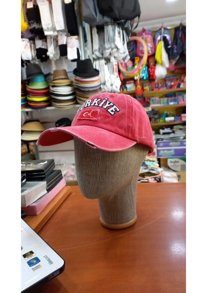 Türkiye Eskitme Şapka Retro Pamuklu Beyzbol Cap 58-60 cm Kırmızı modelleri