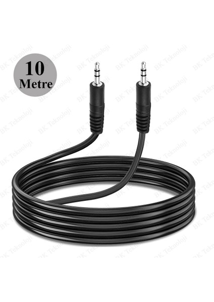 BK Teknoloji 10 Metre 3.5mm Stereo Erkek-Erkek Aux Ses Kablosu