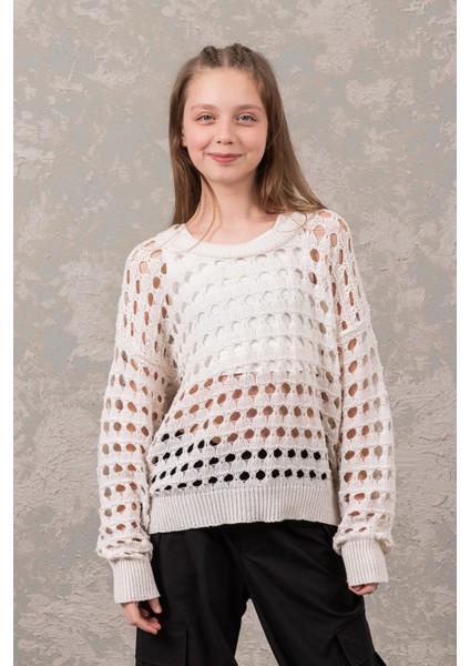 Ajurlu Örme Kız Çocuk Triko Bluz