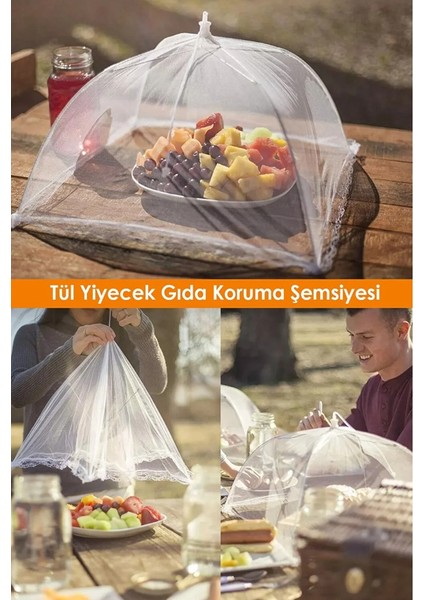 Gıda Koruma Şemsiyesi Yiyecek Yemek Sinek Koruyucu Tül Aparat