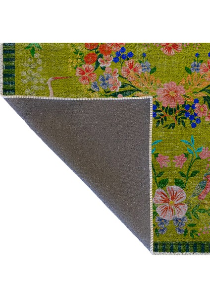 Floral Mira Yeşil Tema Çok Renkli Çiçek Desenli Renkli Dokuma Taban Halı Mira 2921 fırsatları