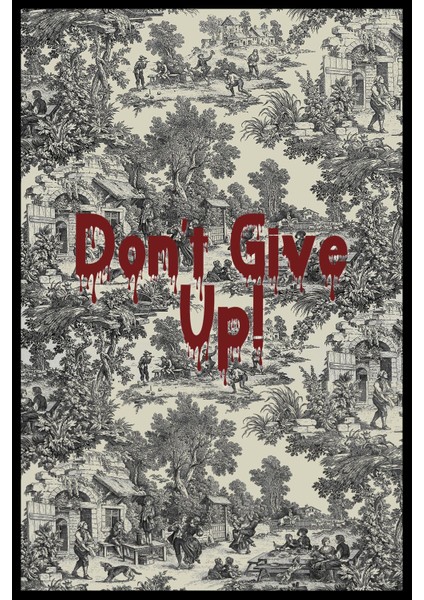 Farah Serisi Tasarım Siyah Pes Etme Yazılı Vintage Arka Plan Dekoratif Halı 3205