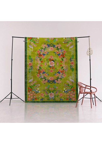 Floral Mira Yeşil Tema Çok Renkli Çiçek Desenli Renkli Dokuma Taban Halı Mira 2921 modelleri