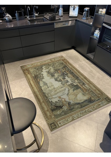 Çok Renkli Goblen Tasarım Irmak ve Ağaç Desenli Kreatif Vintage Dekoratif Halı 2893 fiyatları