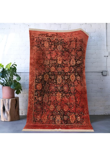 Kırmızı Temalı Geleneksel Motif Etnik Soyut Desenli Dekoratif Halı 1661 fırsatları