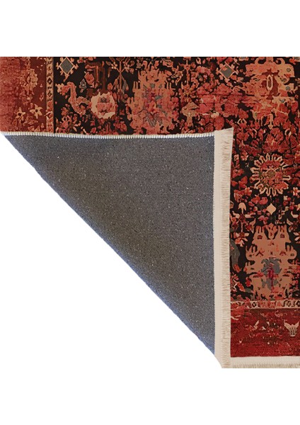 Kırmızı Temalı Geleneksel Motif Etnik Soyut Desenli Dekoratif Halı 1661 indirimleri