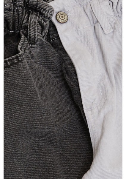 Kız Çocuk Jean Pantalon Beli Lastikli 5-14 Yaş, Karışık Renk