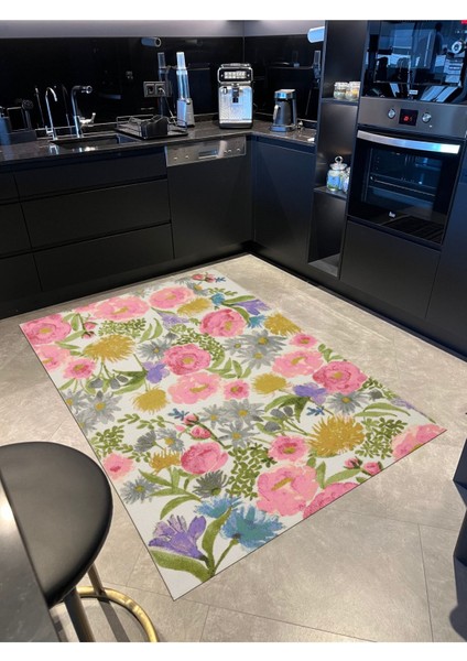 Beyaz Renkli Çiçek Tema Pastel Dokuma Taban Halı Mira 1326 fiyatları