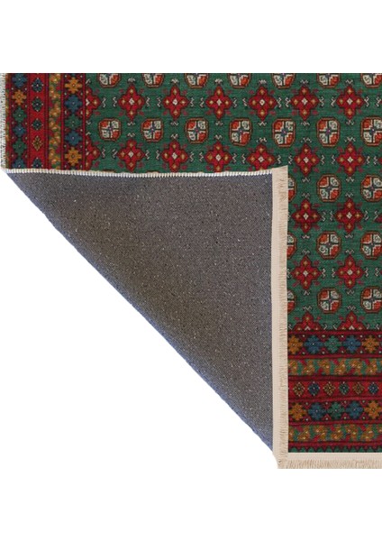 Koyu Ton Yeşil Kırmızı Temalı Geleneksel Motif Desenli Kreatif Vintage Dekoratif Halı 2694 fırsatları