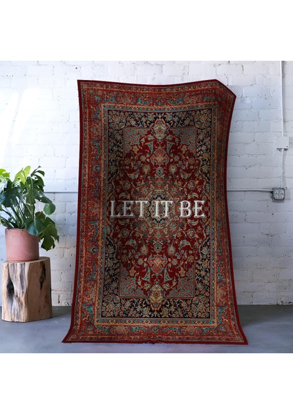 Mira Çok Renkli Let It Be Yazılı Geleneksel Motifli Vintage Dekoratif Halı Mira 1559 fırsatları