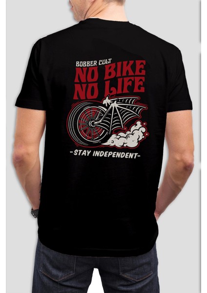 No Bike No Life Baskılı Siyah Uisex T-Shirt C960
