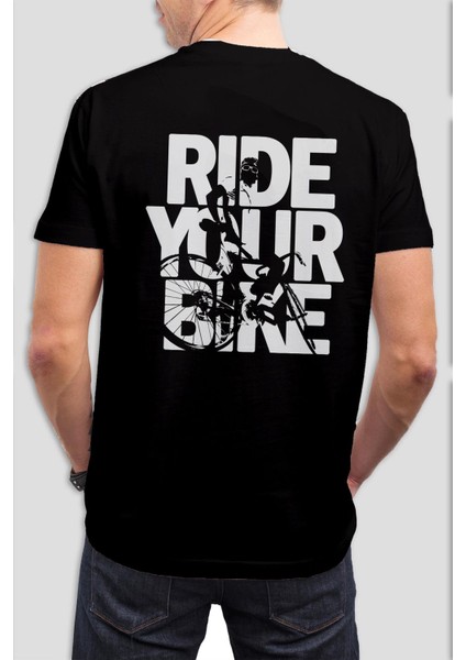 Ride Your Bike Baskılı Siyah Unisex T-Shirt C982
