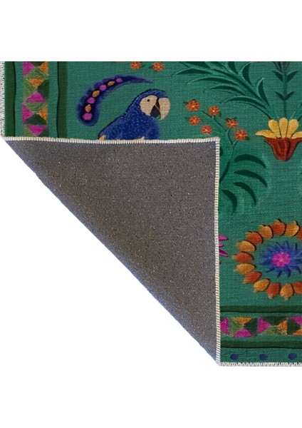 Yeşil Temalı Çiçek Kuş Desenli Kreatif Modern Dekoratif Halı 2003 indirimleri