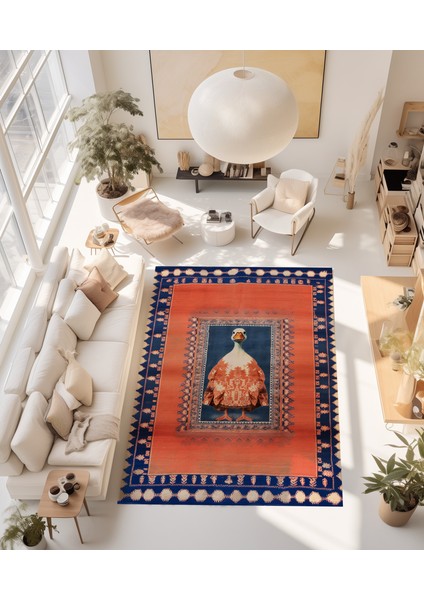 Dido Koleksiyonu Mavi Kırmızı Tema Ördek Desenli Modern Dekoratif Halı 3334 fiyatları