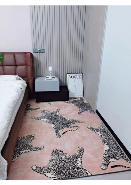 Rugs Modern Pembe Leopar Tema Dekoratif Dokuma Taban Halı Mira 1299