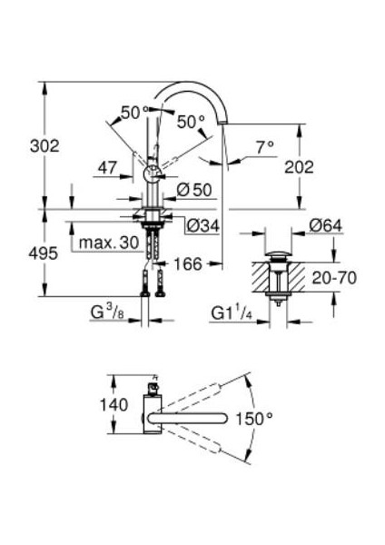 Atrio Tek Kumandalı Lavabo Bataryası 1/2" L-Boyut - 24362DC0