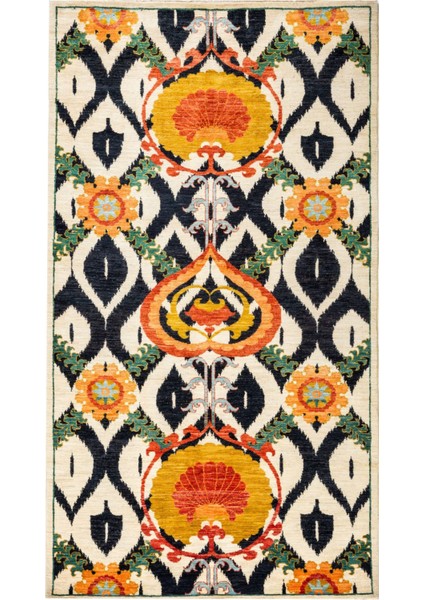 Suzani Ikat Desen Etnik Çok Renkli Desenli Dekoratif Halı 1714