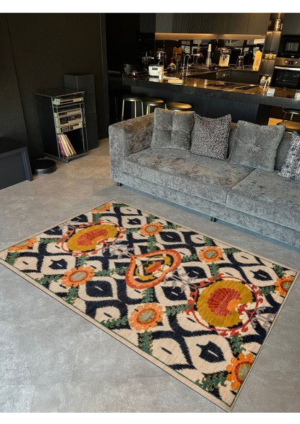 Suzani Ikat Desen Etnik Çok Renkli Desenli Dekoratif Halı 1714 fiyatları