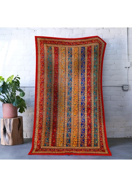 Mira Çok Renkli Geleneksel Motif Şerit Desenli Vintage Dekoratif Halı Mira 1555 fırsatları