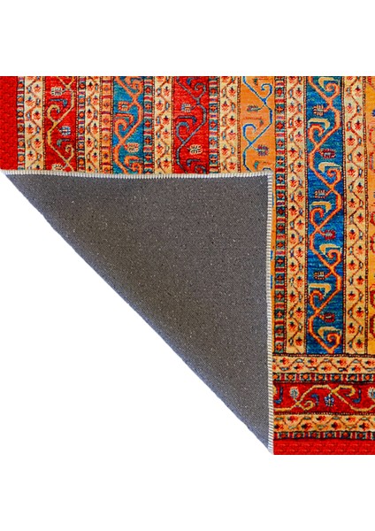 Mira Çok Renkli Geleneksel Motif Şerit Desenli Vintage Dekoratif Halı Mira 1555 indirimleri