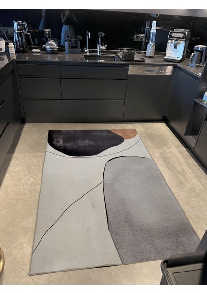 Sdney Gri Bej Temalı Soyut Desenli Kreatif Modern Dekoratif Halı 2207 fiyatları