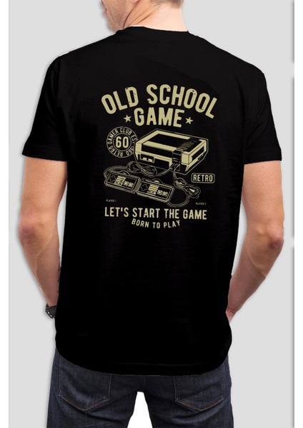 Old School Game Baskılı Siyah Unisex T-Shirt C967