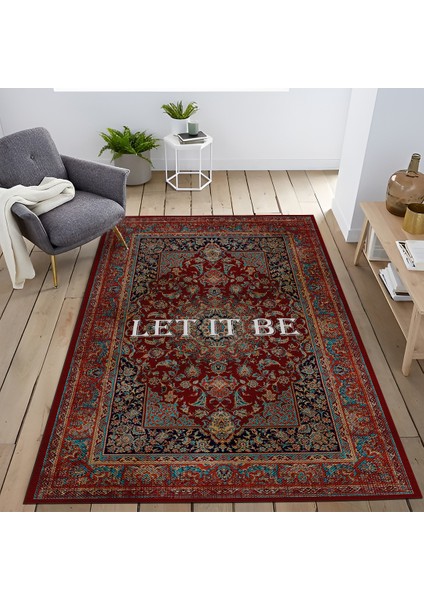 Rugs Modern Mira Çok Renkli Let It Be Yazılı Geleneksel Motifli Vintage Dekoratif Halı Mira 1559