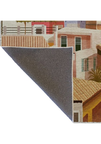 Çok Renkli Antik Şehir Temalı Bina Ev Desenli Kreatif Modern Dekoratif Halı 2743 indirimleri