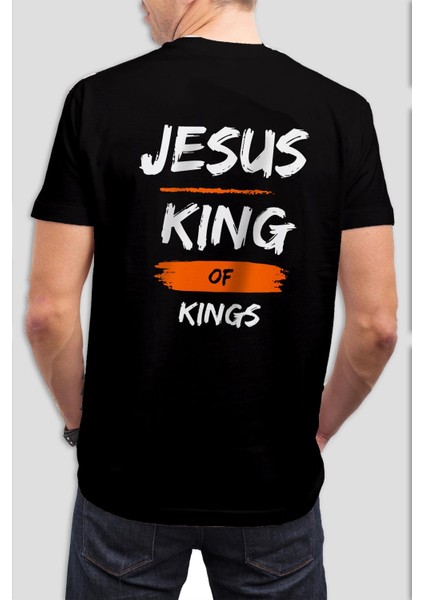 Jesus King Baskılı Siyah Unisex T-Shirt C976
