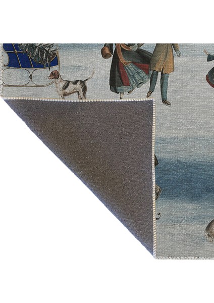 Kış Temalı Kızak Kurt ve Insan Desenli Kreatif Modern Dekoratif Halı 2714