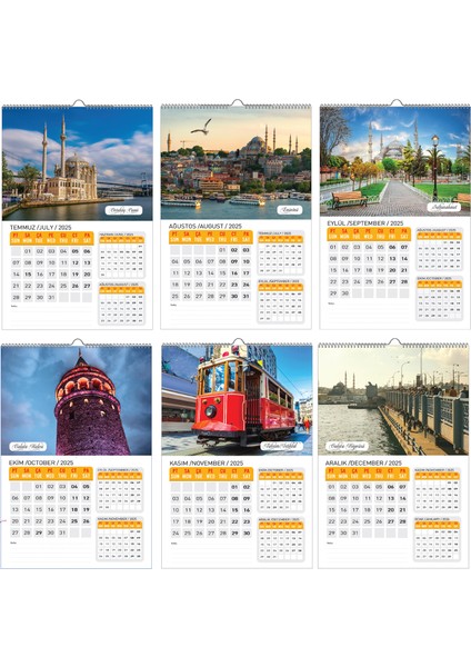 Naturel Basım 2025 Istanbul Manzaraları Duvar Takvimi