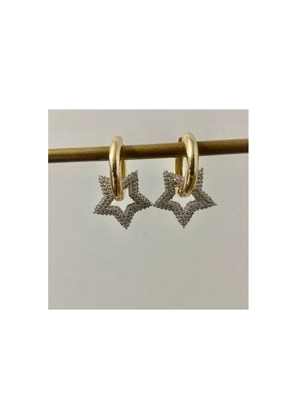 Vip Basic Halka Zirkon Yıldız Küpe