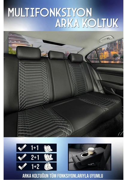 ford Focus 5 Lüx Full Deri Oto Koltuk Kılıfı Ön Arka Takım (Exclusive) Siyah Beyaz fiyatları