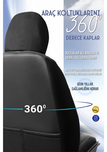 hyundai Getz Lüx Full Deri Oto Koltuk Kılıfı Ön Arka Takım (Exclusive) Siyah Beyaz