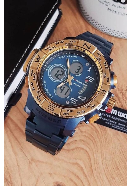 Erkek Çelik Kordon Spor Kol Saati Çelik Kasa Analog & Dijital Fonksiyon Su Geçirmez Takvim Kronometre LED Işık Alarm Fonksiyonlar Aktif Çalışır 2 Yıl Garantili
