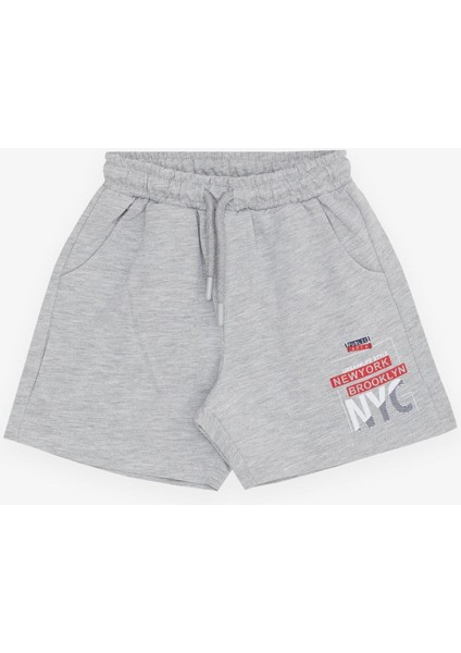 Girls & Boys Erkek Çocuk Şort Yazı Baskılı Bağcıklı Cepli 3-7 Yaş, Açık Gri Melanj modelleri