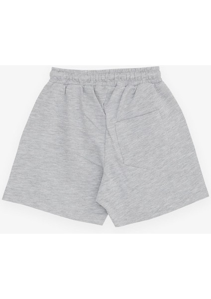 Girls & Boys Erkek Çocuk Şort Yazı Baskılı Bağcıklı Cepli 3-7 Yaş, Açık Gri Melanj fırsatları