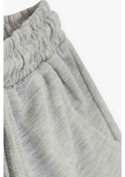 Girls & Boys Erkek Çocuk Şort Yazı Baskılı Bağcıklı Cepli 3-7 Yaş, Açık Gri Melanj indirimleri